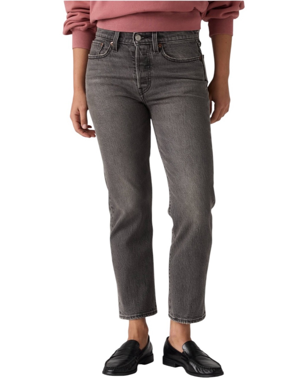 Levi’s Wedgie high rise denim jeans in grey black wash Sz 32 excellent condition